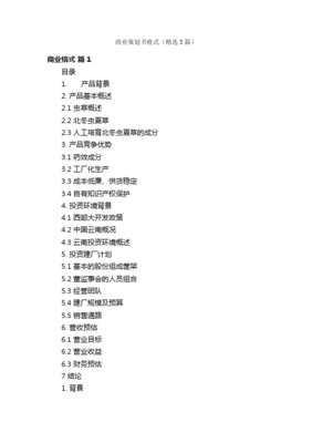 商業策劃書格式模板